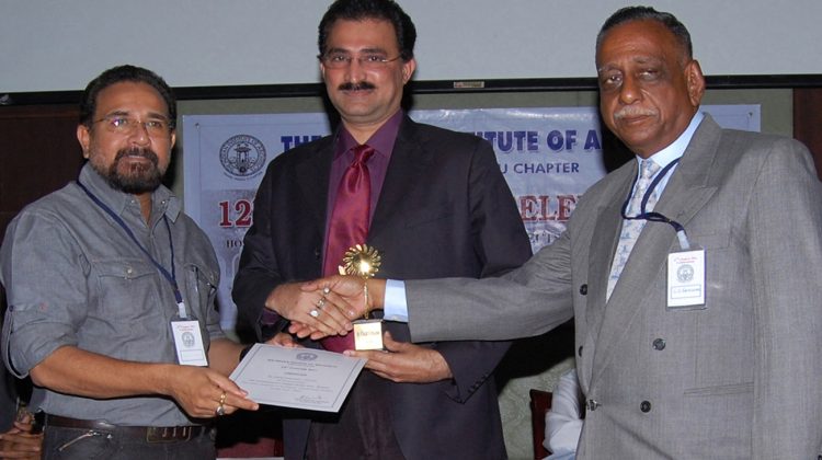 AR. Oscar Concessao Receiving "Architectural Creation of the Year Award - 2012" Awarded by the IIA TN Chapter From Shri. Sabu Cyril national Award Wining Art Director